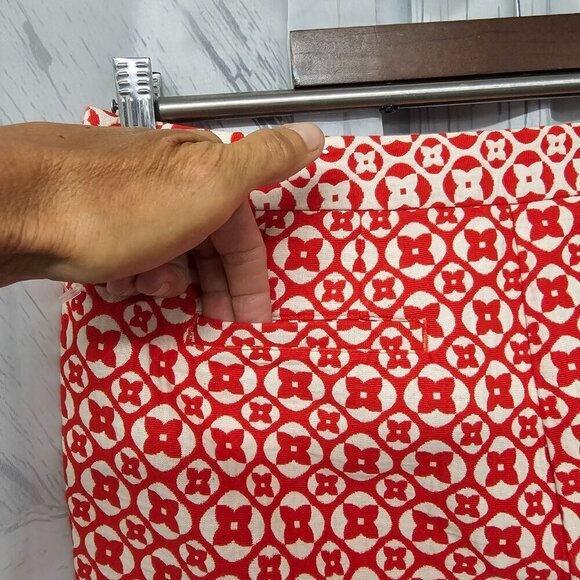 Worthington Red White Floral Geometric Retro Cigarette Ankle Pants 10 - Picture 5 of 11